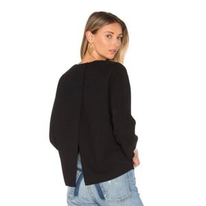 Vince Black Crepe Cady Split Back Flyaway Long Sleeve Top NWT